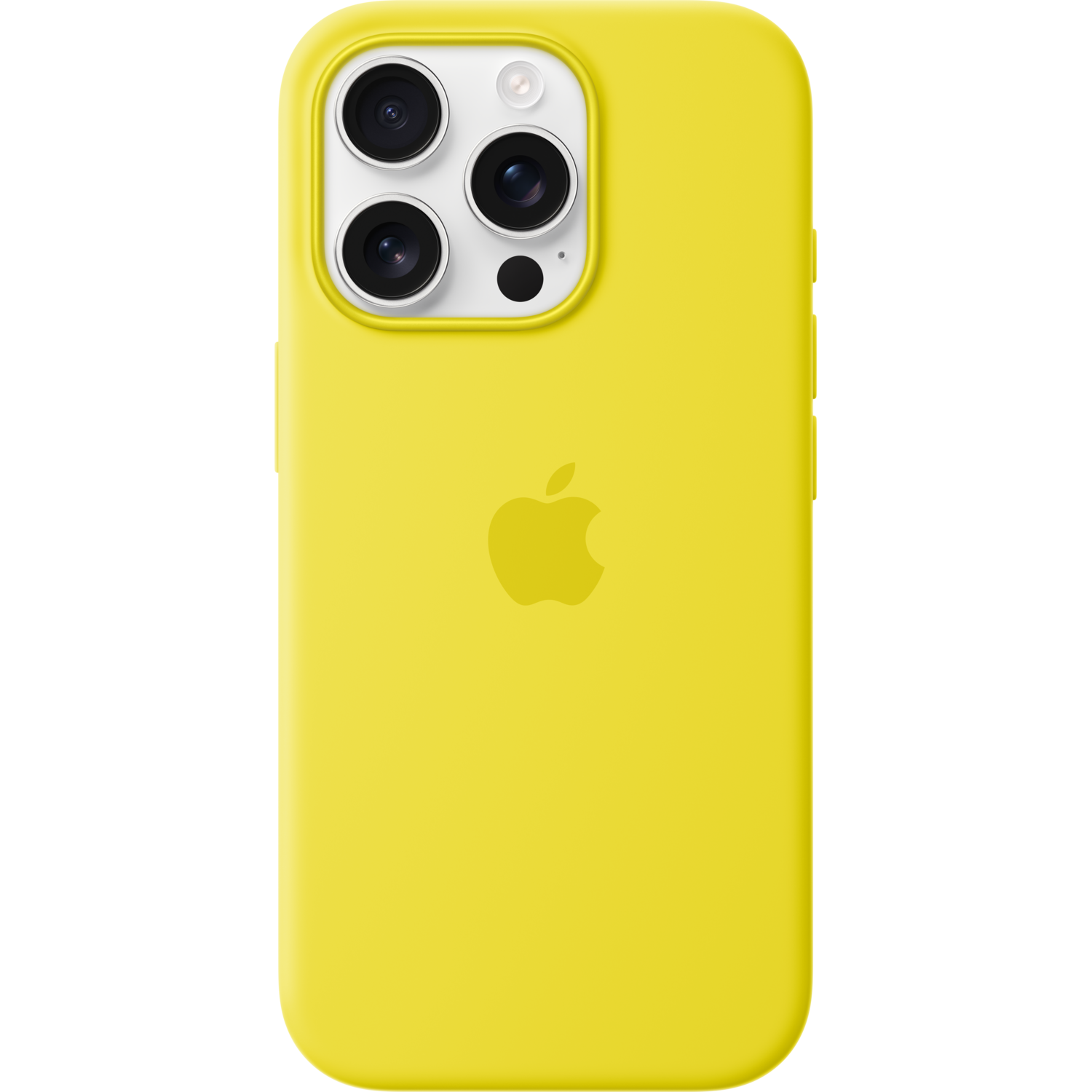 Coque d'iPhone jaune avec appareil photo et logo Apple.