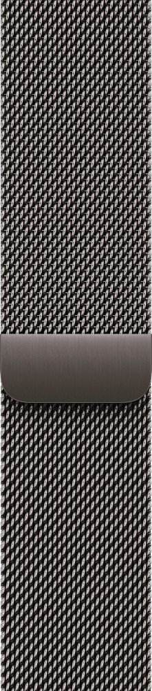 Gros plan sur un bracelet de montre en acier inoxydable avec motif en maille et fermoir.