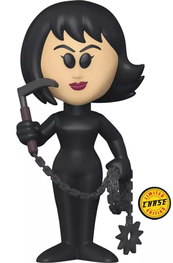 Funko Pop figura. Fekete ruhás nő, láncokkal és kalapáccsal. Limitált kiadás címke.