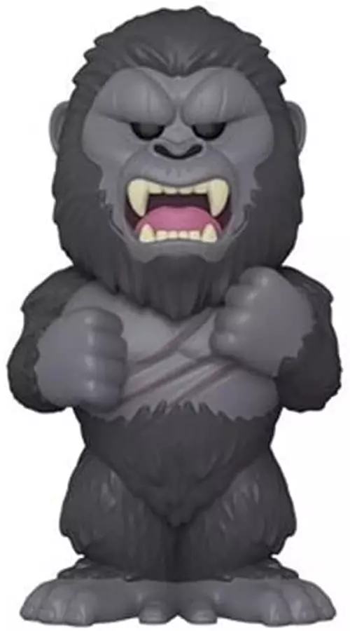 Szürke gorillafigura harci pózban, dühös arckifejezéssel.