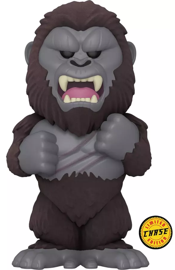 Egy Funko Pop gorilla figura, szürke és barna. Nyitott szájjal, harci pózban. Chase kiadás.