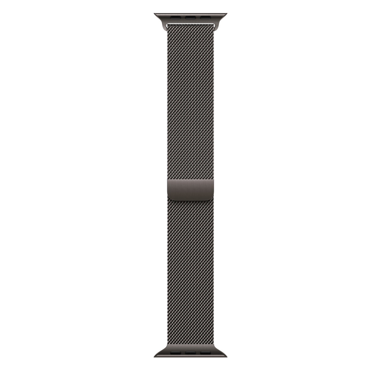 Bracelet Apple Watch Milanese Loop en gris foncé. Un bracelet composé d'une sangle en métal maillé.