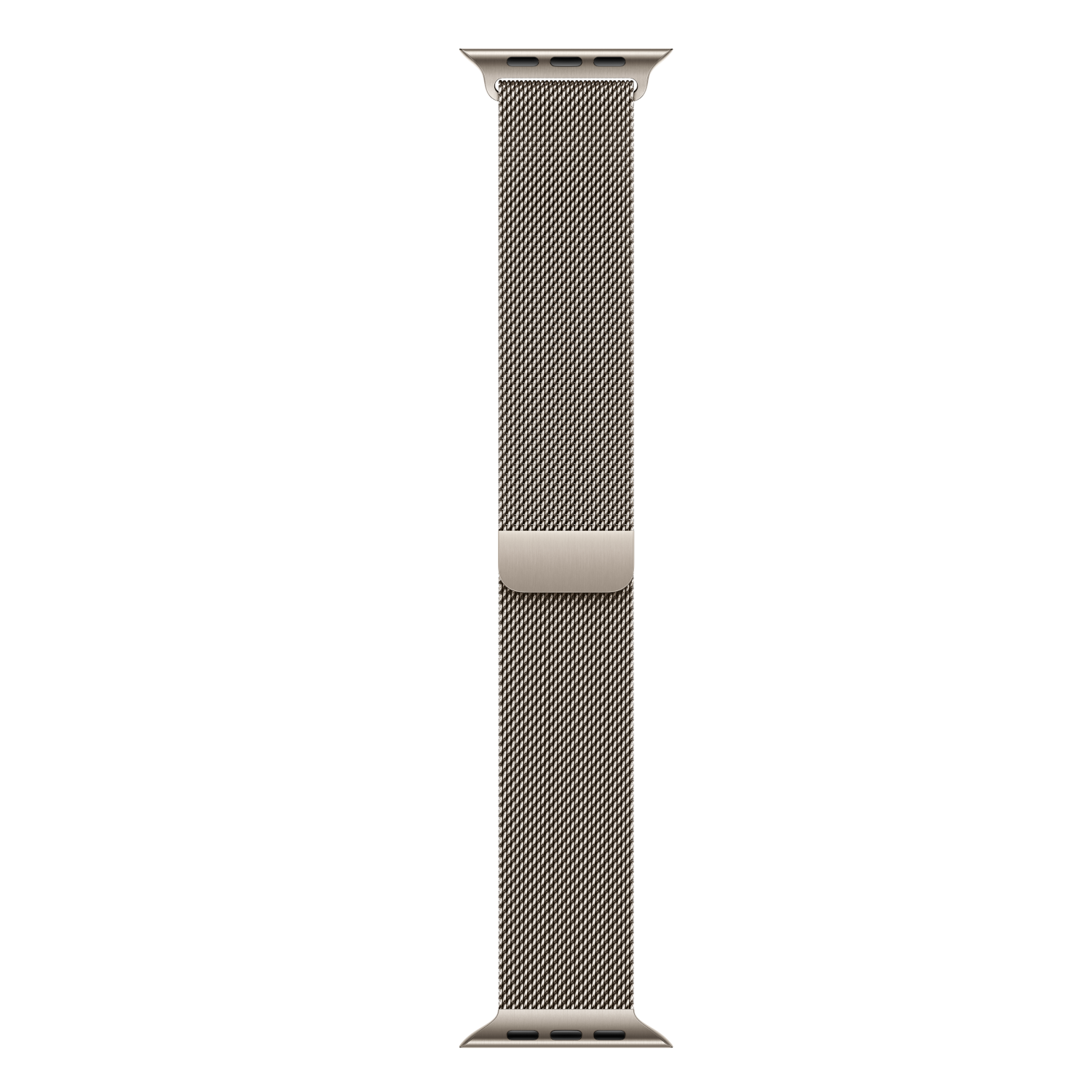 Bracelet Milanese Loop argenté pour Apple Watch. Le bracelet est sur fond noir.