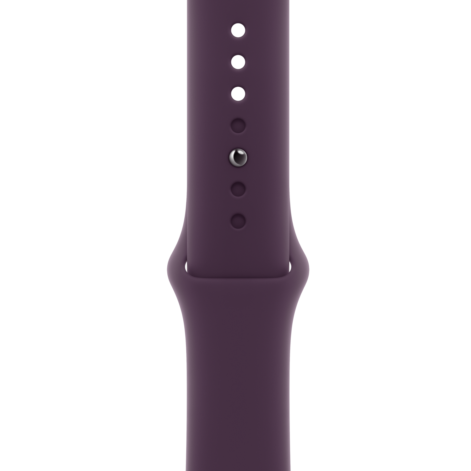 Purple Apple Watch strap with holes and a clasp.