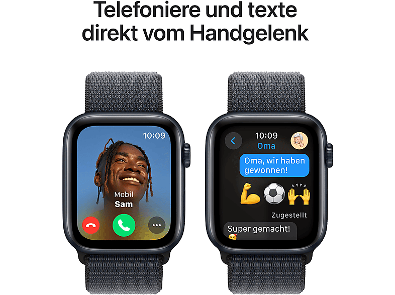 APPLE Watch SE (2024) GPS 44 mm Smartwatch Aluminium Textil Carbon Neutral, 130 - 200 mm, Mitternacht