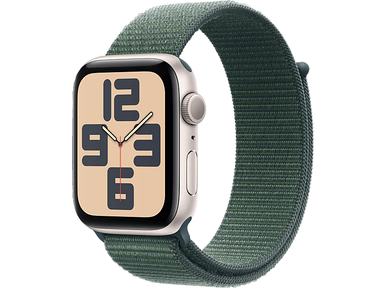 APPLE Watch SE (2024) GPS 44 mm Smartwatch Aluminium Textil Carbon Neutral, 130 - 200 mm, Polarstern