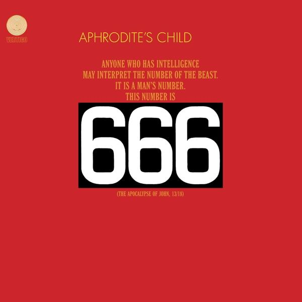 Albumcover mit rotem Hintergrund, schwarzer Box mit '666' in Weiß und Text über die Interpretation der Zahl.