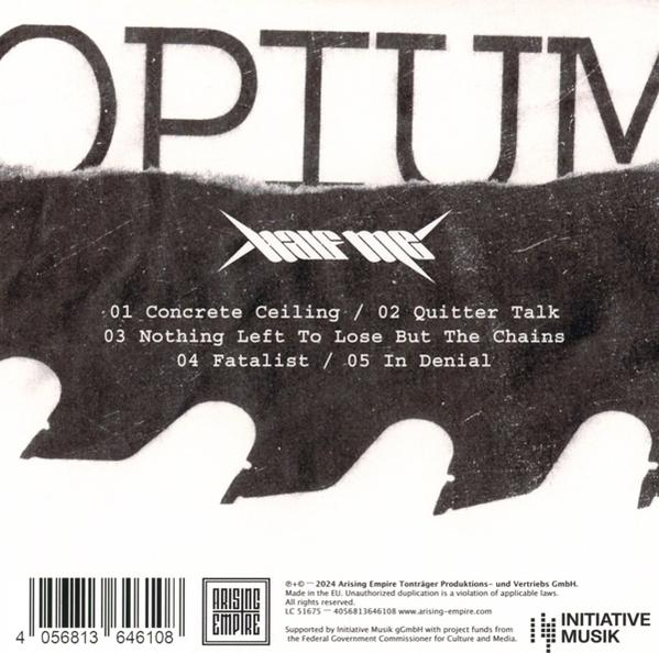 Albumcover mit Text. Der Albumtitel lautet Optimum, mit einem Barcode unten.