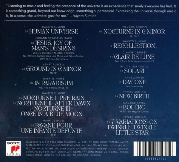 Musikalbumcover mit einer Titelliste. Das Cover hat Text und ein Sony Classical Logo.