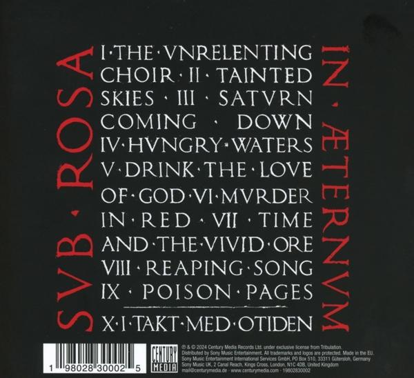 Rückseite einer Musik-CD mit Titelliste und Text.