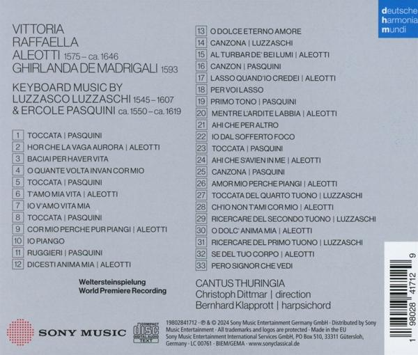 Die Rückseite einer CD-Hülle mit italienischem Text und einer Titelliste.
