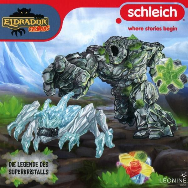 Schleich Spielfiguren. Ein Felsmonster und eine Eisspinne werden gezeigt.