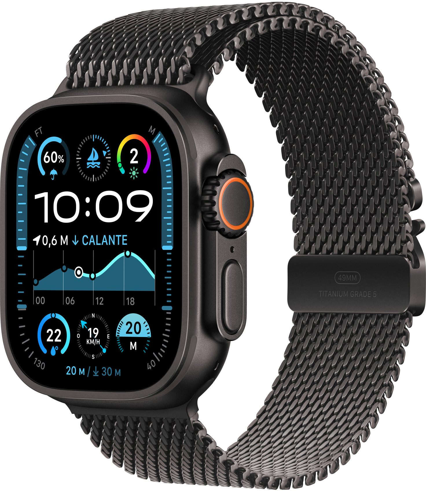 APPLE 49 mm Milanaise, Armband, Apple, Titan Schwarz/Schwarz