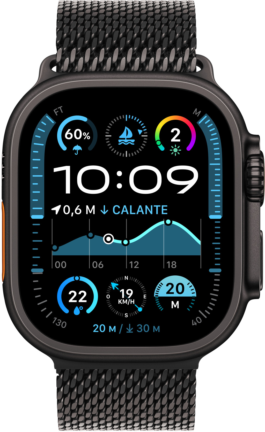APPLE 49 mm Milanaise, Armband, Apple, Titan Schwarz/Schwarz