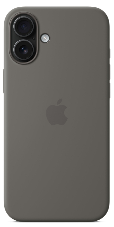 Ciemnoszary tył telefonu z dwoma aparatami, logo Apple. Izolowany na białym tle.