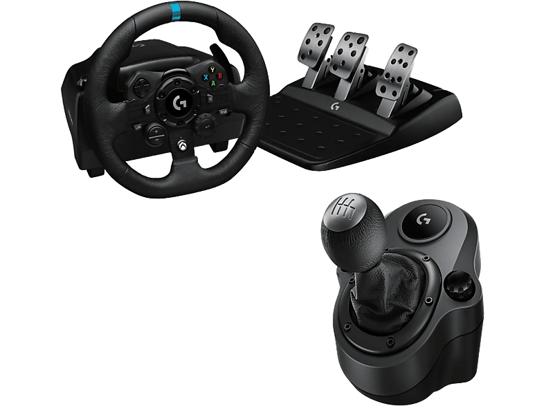 Logitech G G923 + Palanca de cambios Force Shifter, Feedback Trueforce, XBOX-PC, Pedales personalizables, USB, 6 velocidades, Negro
