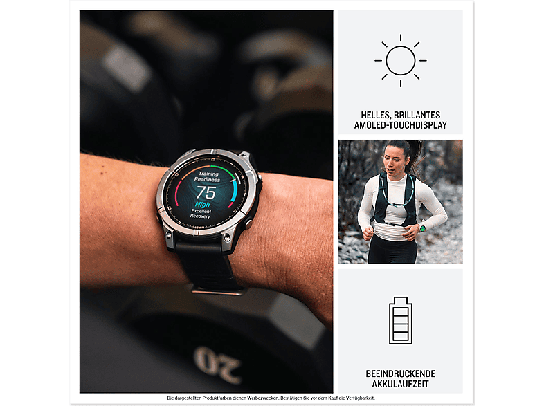 Garmin fēnix®E - 47 mm Amoled Schwarz/Silber; Smartwatch — Foto 2 von 5