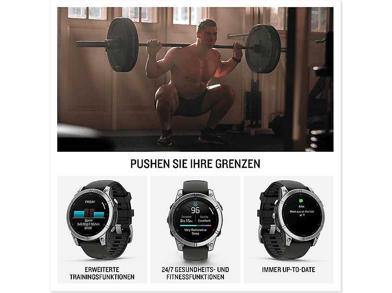 Garmin fēnix®E - 47 mm Amoled Schwarz/Silber; Smartwatch — Foto 3 von 5