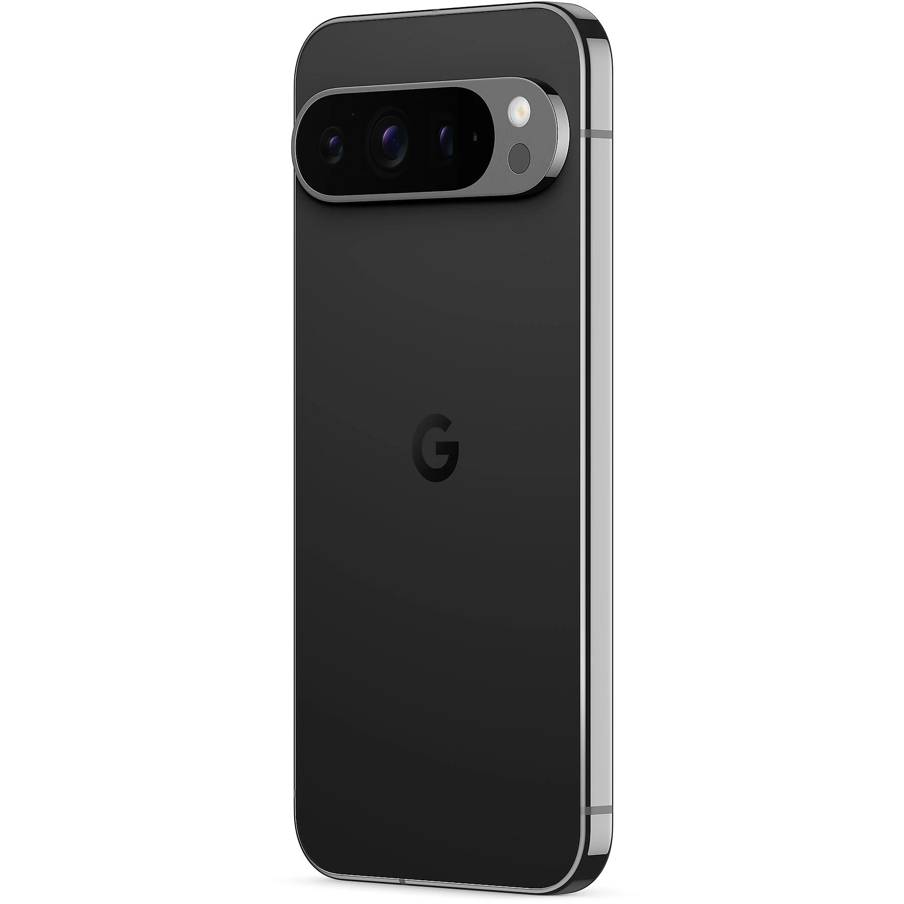 Czarny telefon Google Pixel z paskiem kamery, srebrna ramka.