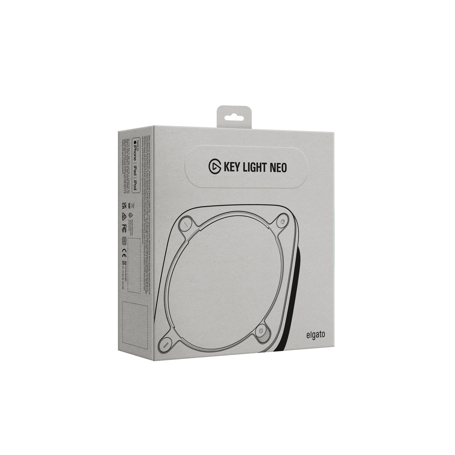 White box with Key Light Neo text and a diagram of the product on a white background.