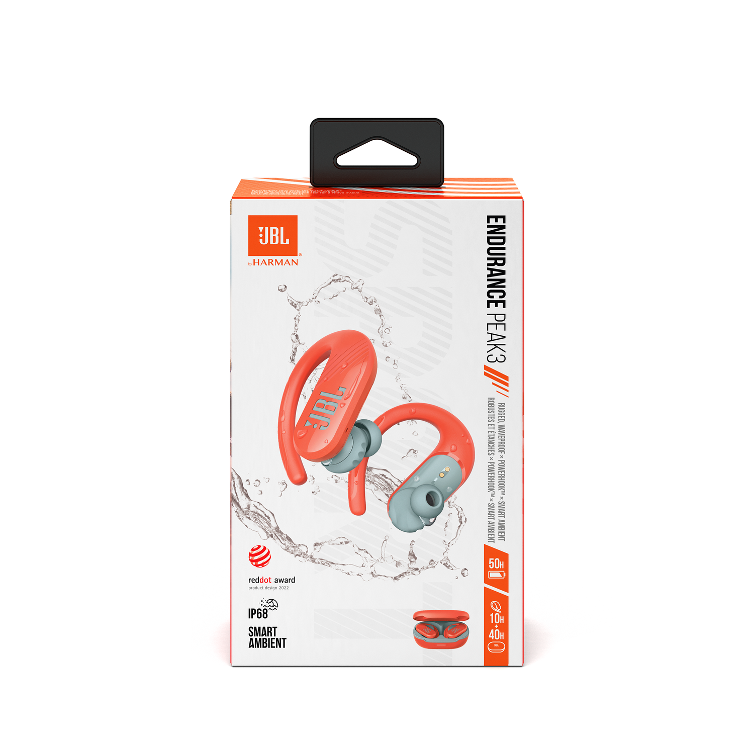 JBL Endurance Peak 4 noise-cancelling in-ear true wireless sportoordopjes met Bluetooth, 48 uur batterijduur, TwistLock secure fit, IP68 water- en stofdicht, JBL Pure Bass Sound, wit