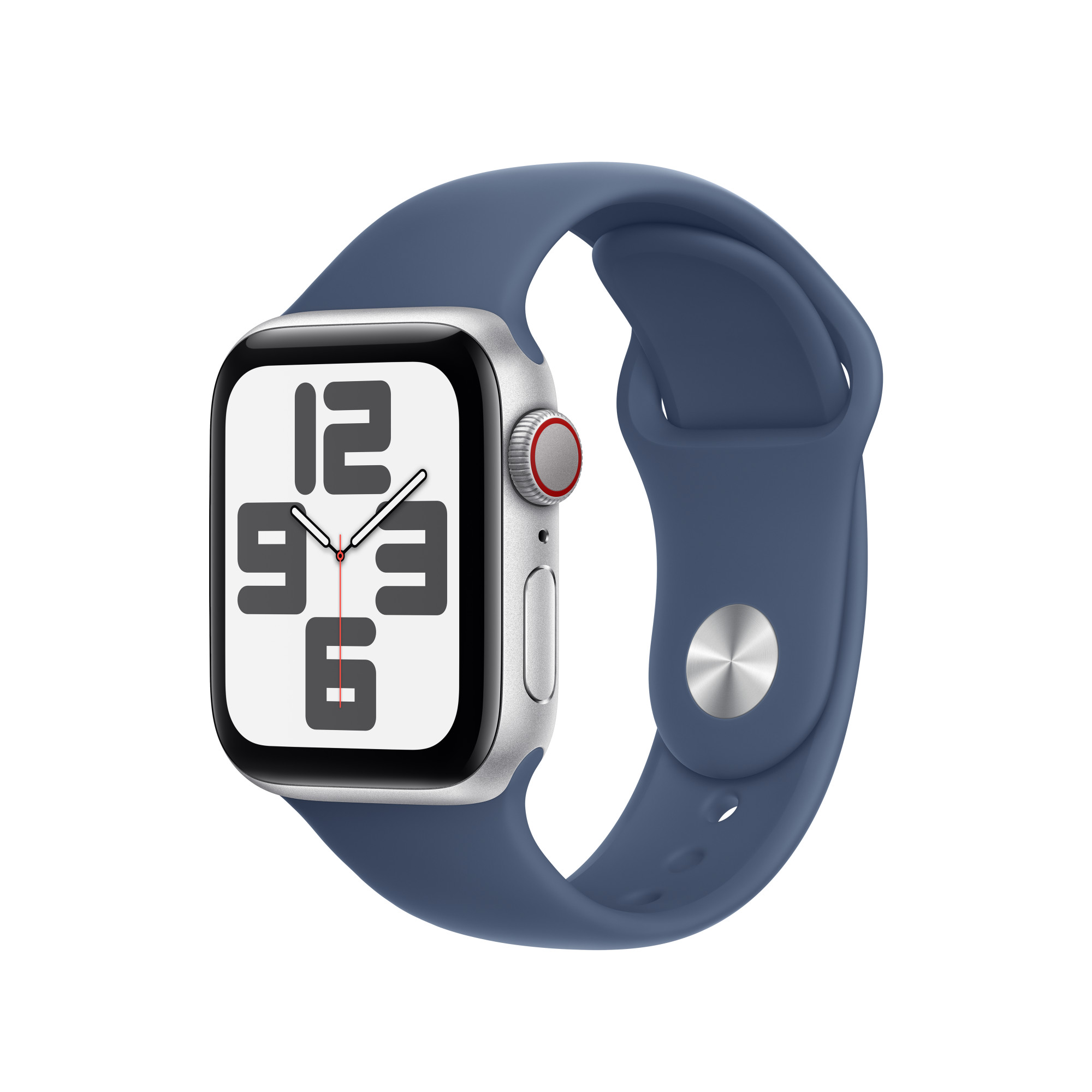 Apple Watch kék szíjjal. Az óralapon az idő: 12:56.