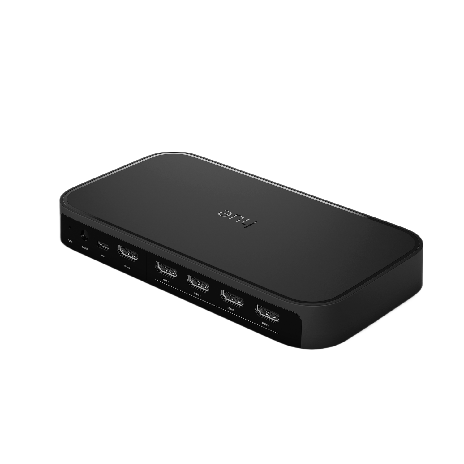 Appareil Hue noir. Il possède plusieurs ports HDMI sur un côté.
