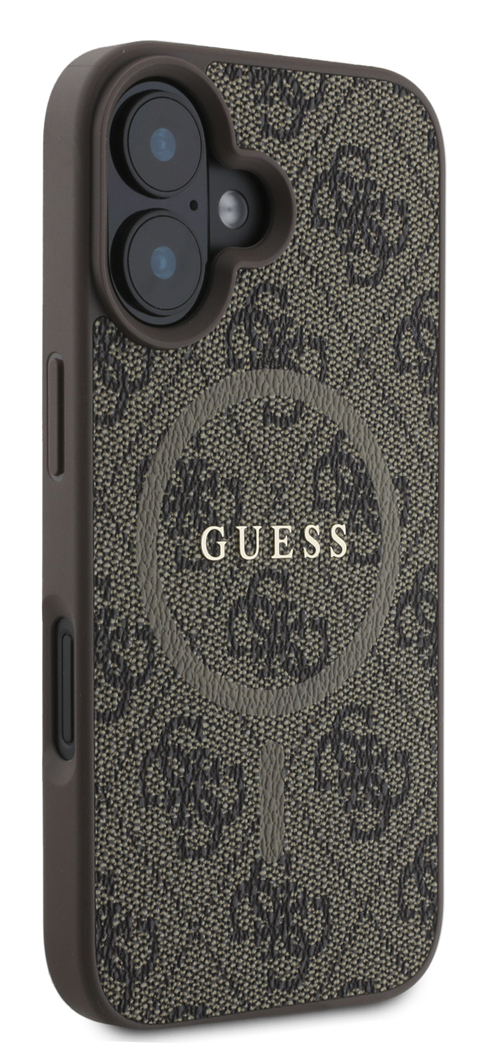 Etui na telefon Guess ze wzorem logo i wycięciem na aparat.