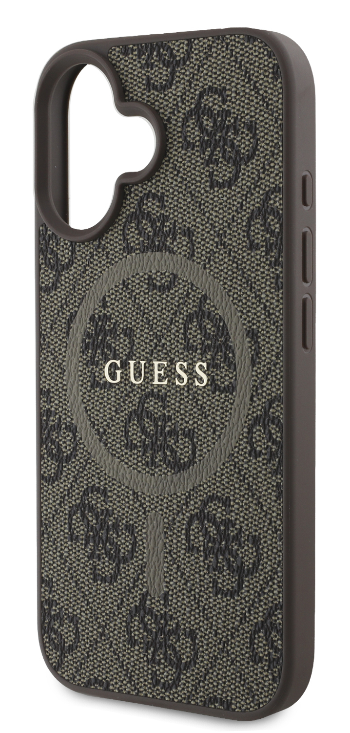 Etui na telefon z wzorem GUESS, z logo Guess pośrodku.