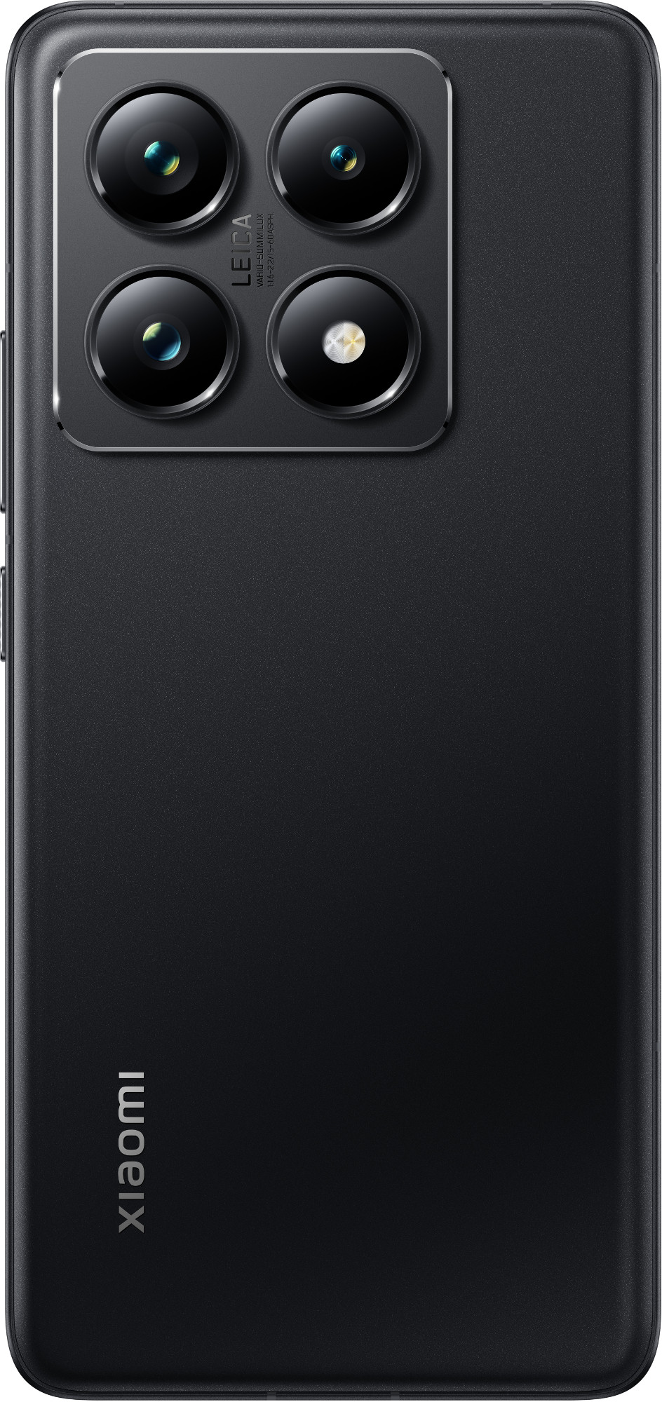 Tył czarnego telefonu z czterema aparatami, logo Leica i marką Xiaomi.