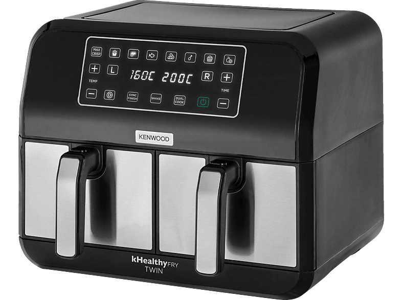 KENWOOD kHealthy Fry Twin Airfryer HFM20.000MB Heißluftfritteuse 1700 Watt Schwarz/ Silber