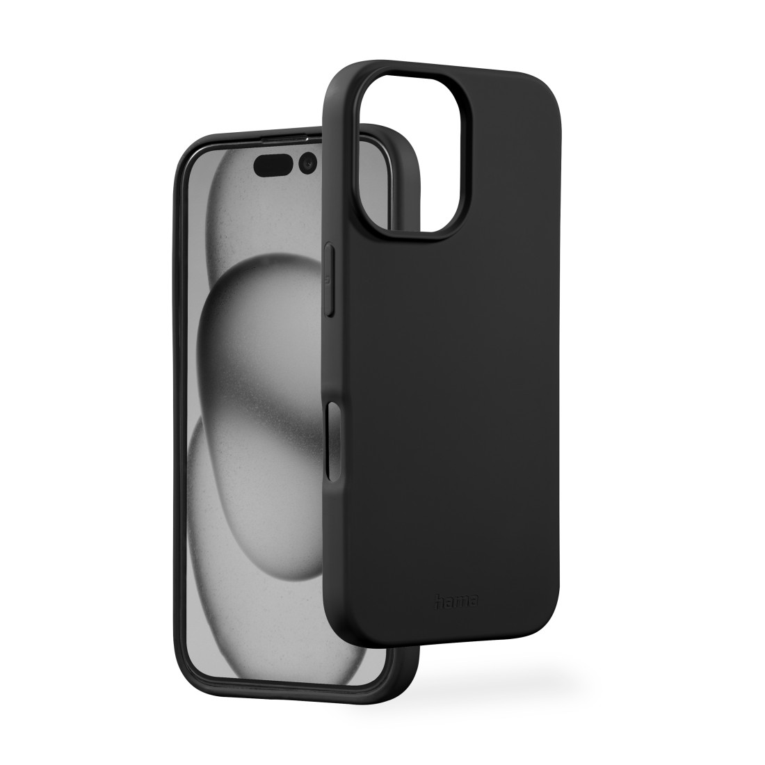 Schwarze Handyhülle neben einem Telefon. Die Hülle ist geöffnet, um den Bildschirm zu zeigen.