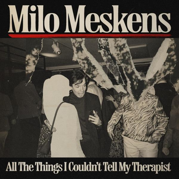 Pochette d'album de Milo Meskens, avec une photo d'une foule à une fête et superposition de texte.