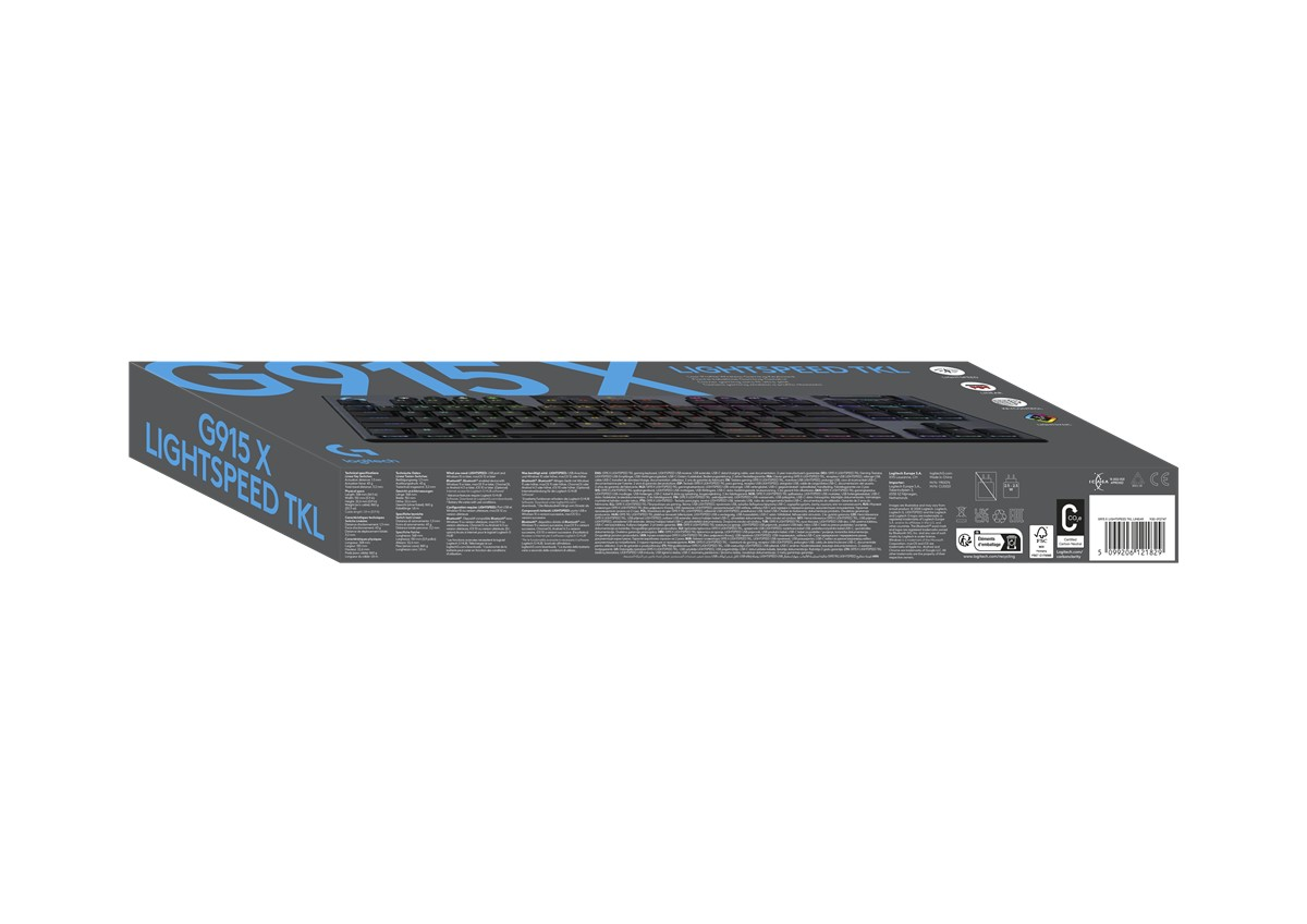 Klavye kutusu: G915 X Lightspeed TKL başlığı. Klavye resmi olan gri kutu.