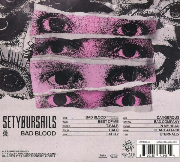 Albumcover mit rosa Augen-Grafik und Text. Weißer Hintergrund.