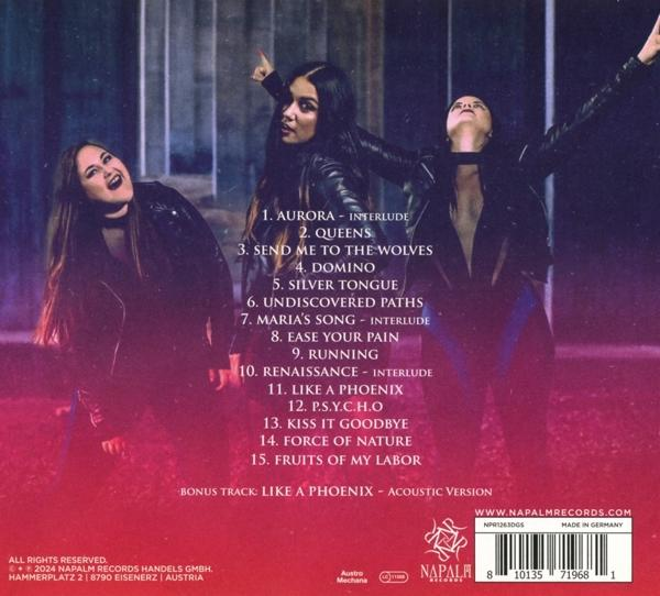 Albumcover mit drei Frauen, Titelliste und Albumtitel. Das Cover ist von einer Band.