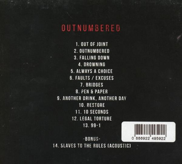 Schwarz mit rotem Titel und Songliste. Barcode unten rechts.