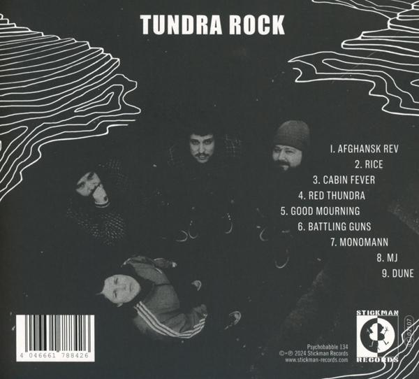 Albumcover mit Bandmitgliedern und Trackliste. Text: Tundra Rock, mit Band- und Songnamen.