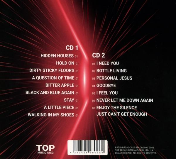 Rückseite der CD mit Titellisten. Roter und schwarzer Farbverlauf.