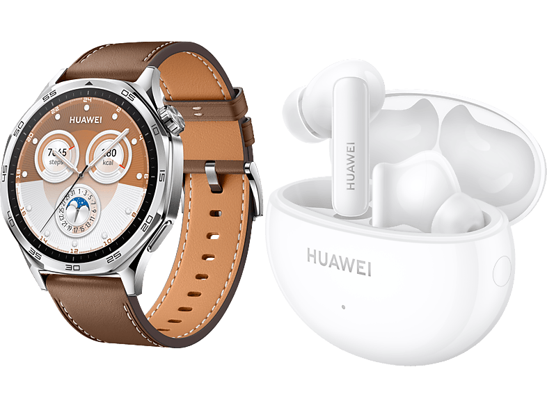 HUAWEI WATCH GT 5, 46mm, Brown Leather, inkl. True Wireless
