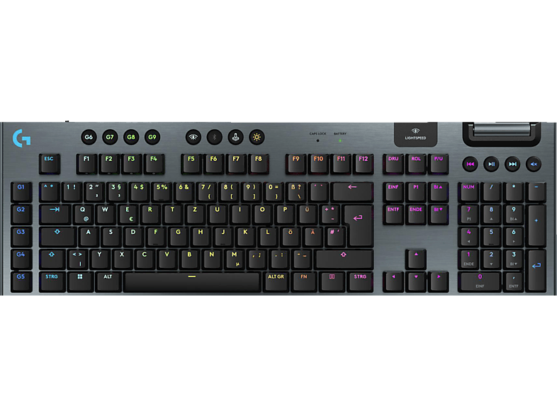LOGITECH G915 X LIGHTSPEED Double-Shot-PBT-Tastenkappen, für PC/Mac, Gaming-Tastatur, kabellos, Schwarz