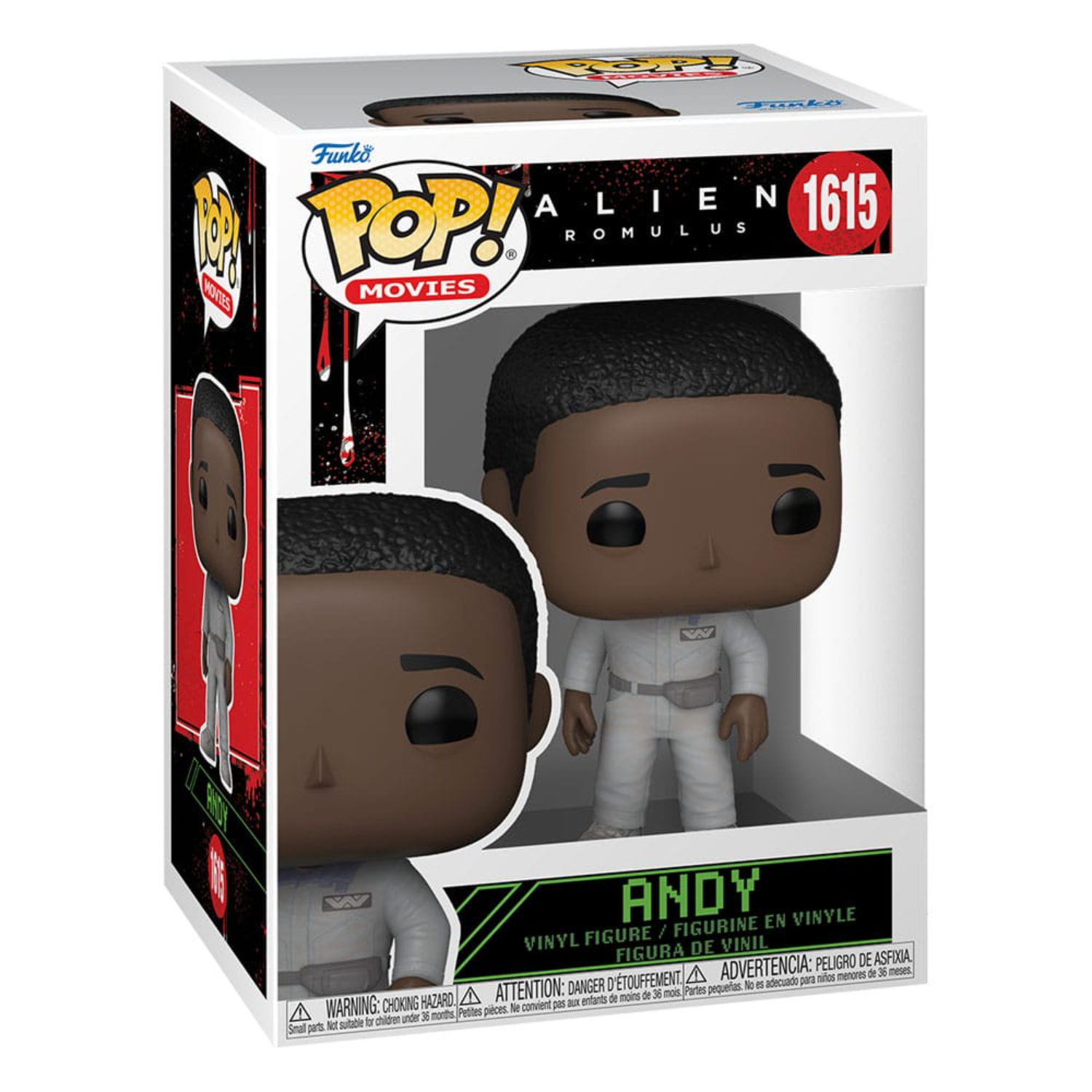 A Funko Pop figure in a box. The figure is of a man in a white uniform from the movie Alien.
