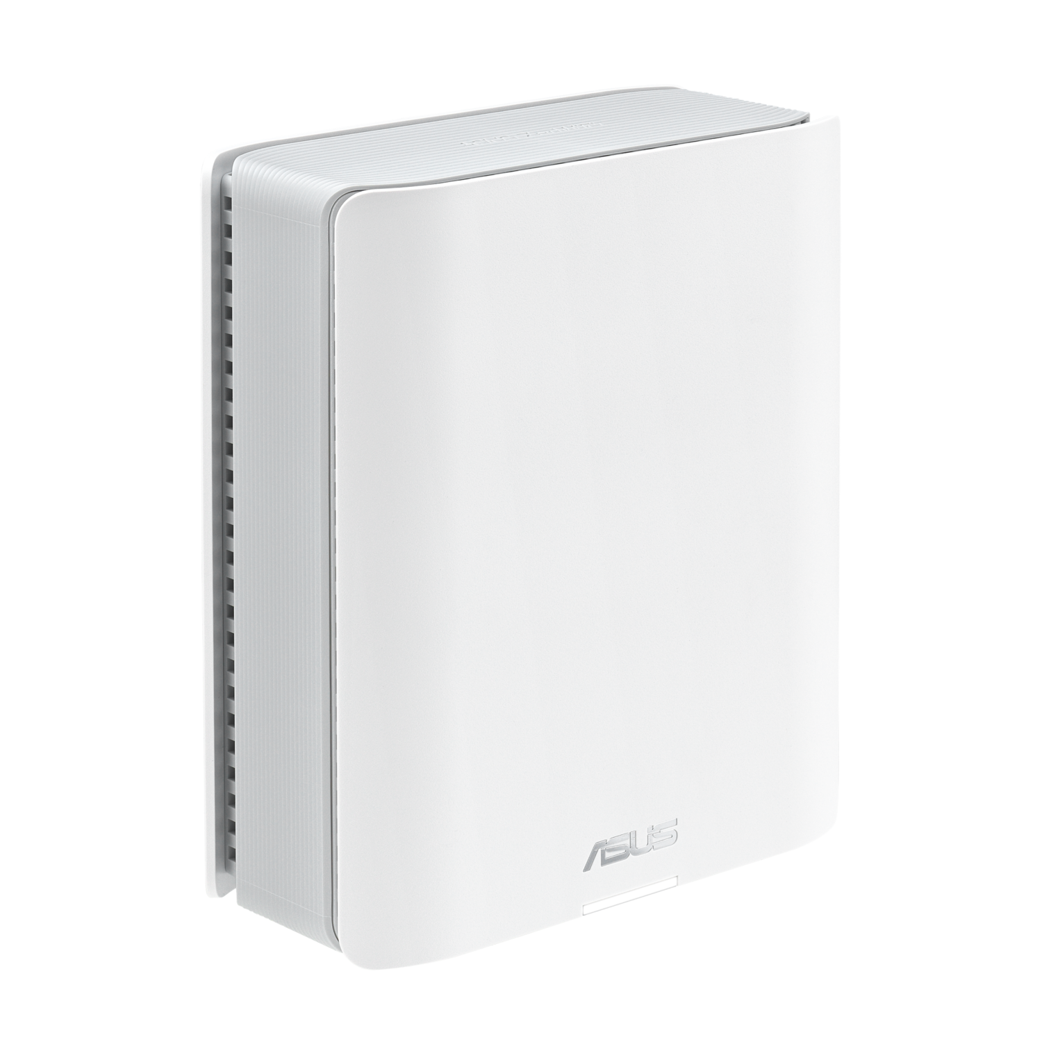 White ASUS network device with a sleek, vertical design.