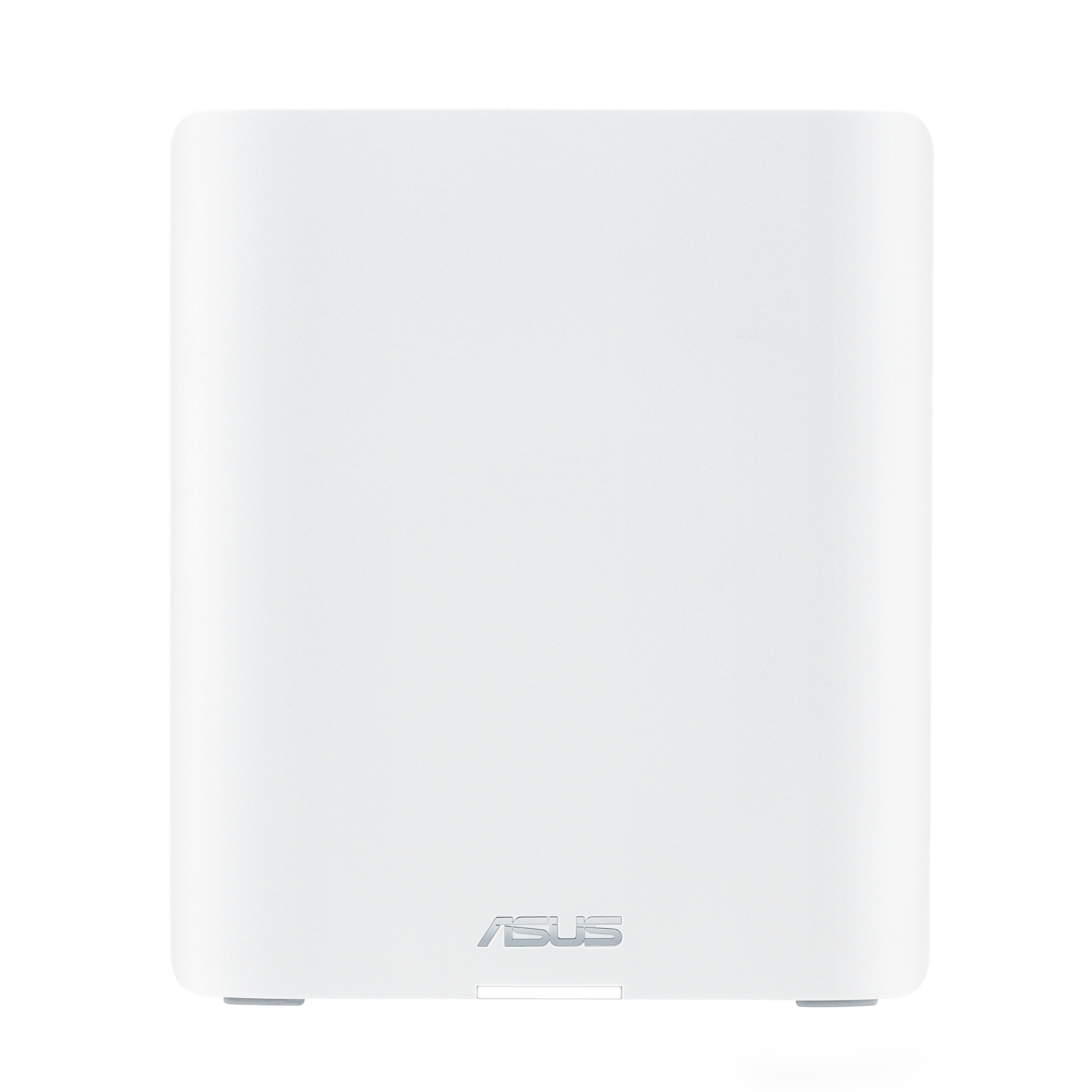 A white router with three antennas stands upright on a black background.