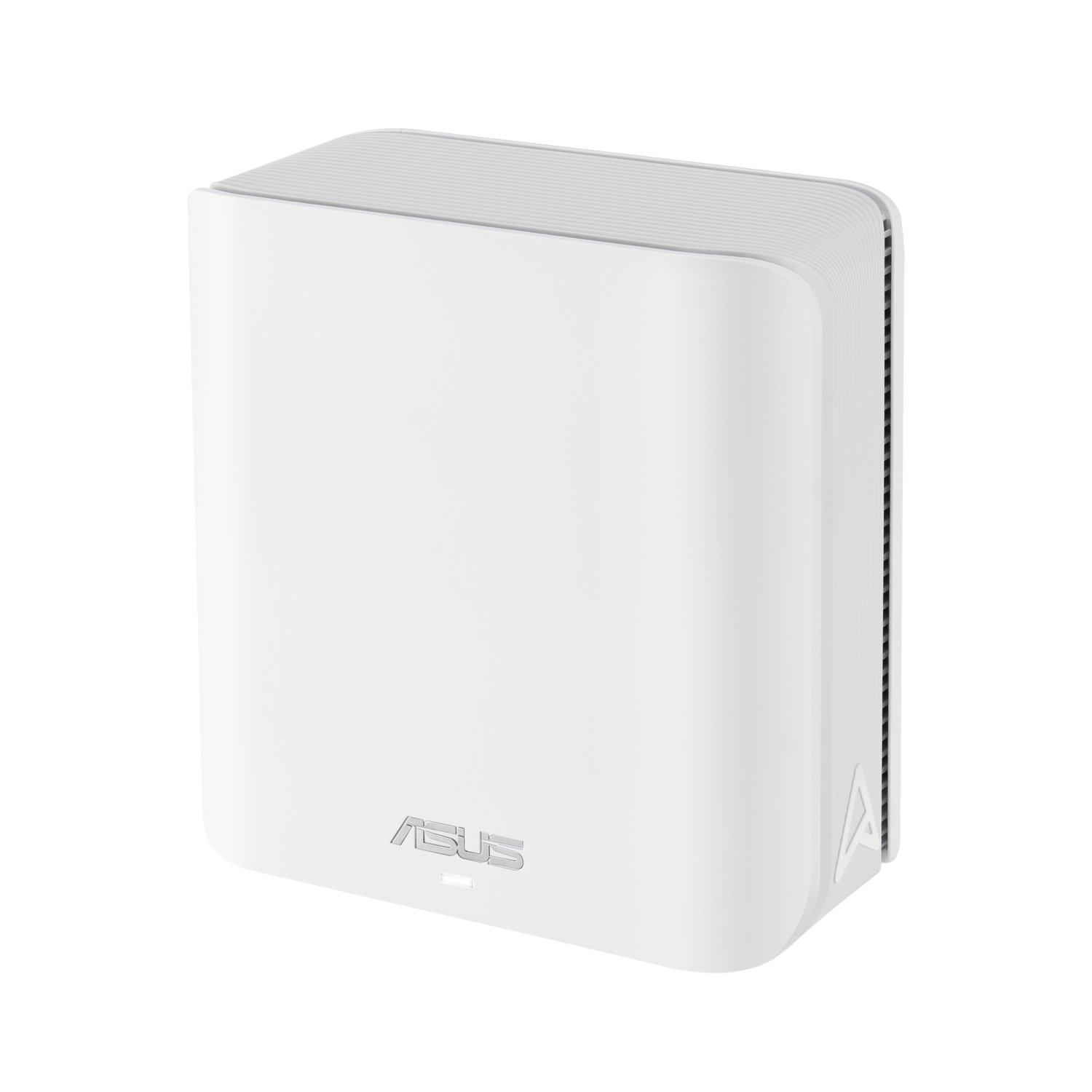 Appareil rectangulaire blanc avec des coins arrondis et un logo ASUS subtil sur le devant.