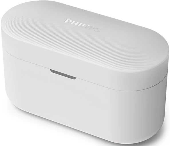 Egy fehér ovális tok, rajta a Philips logó. A tok bordázott kialakítású, és van rajta egy kis nyílás.