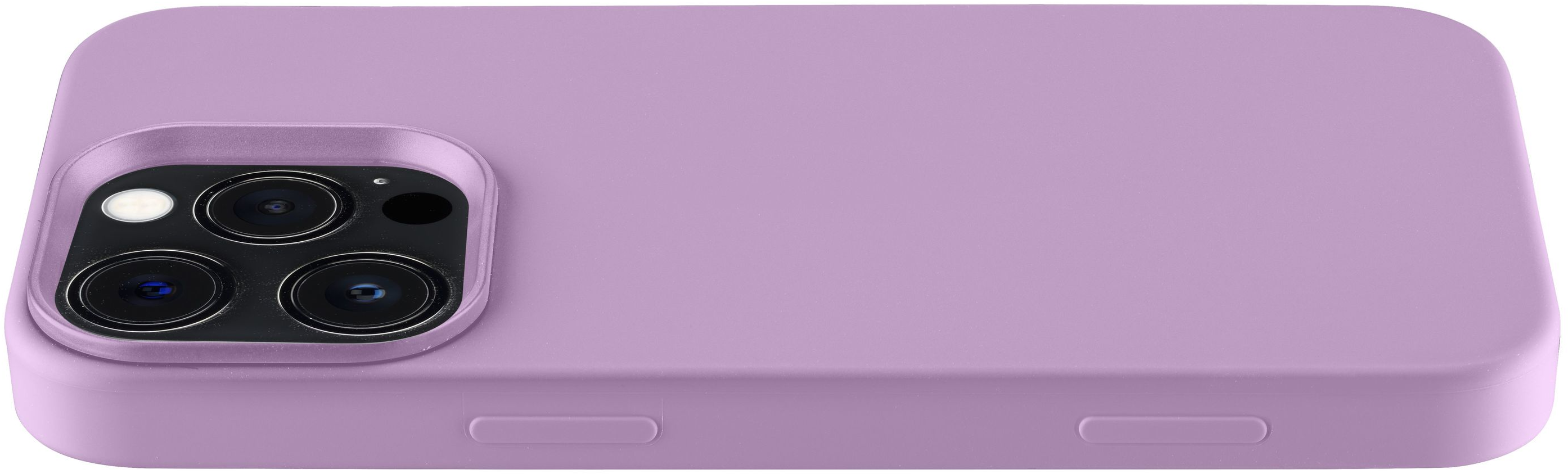 Coque d'iPhone violette avec trois objectifs d'appareil photo.