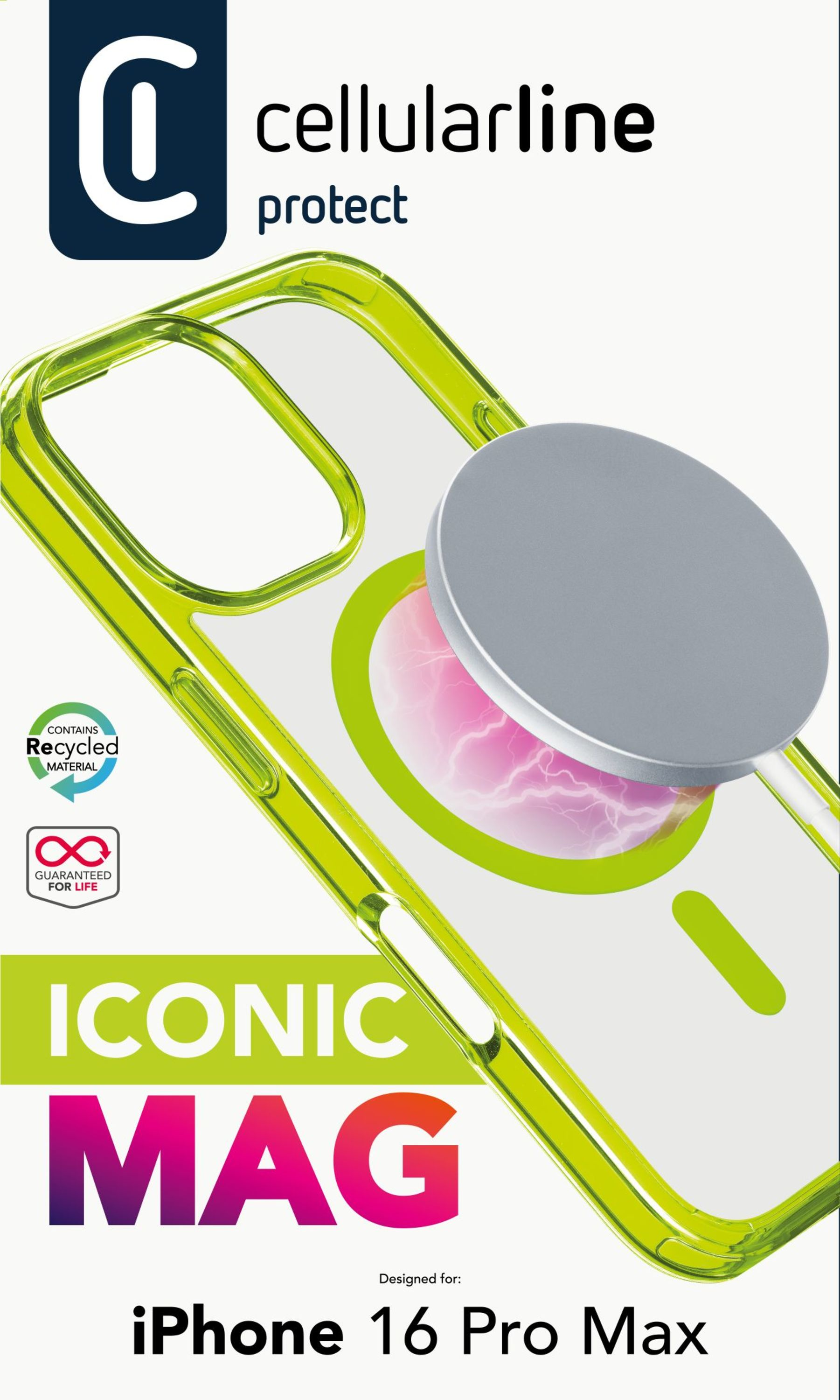 Coque iPhone avec design vert et rose.