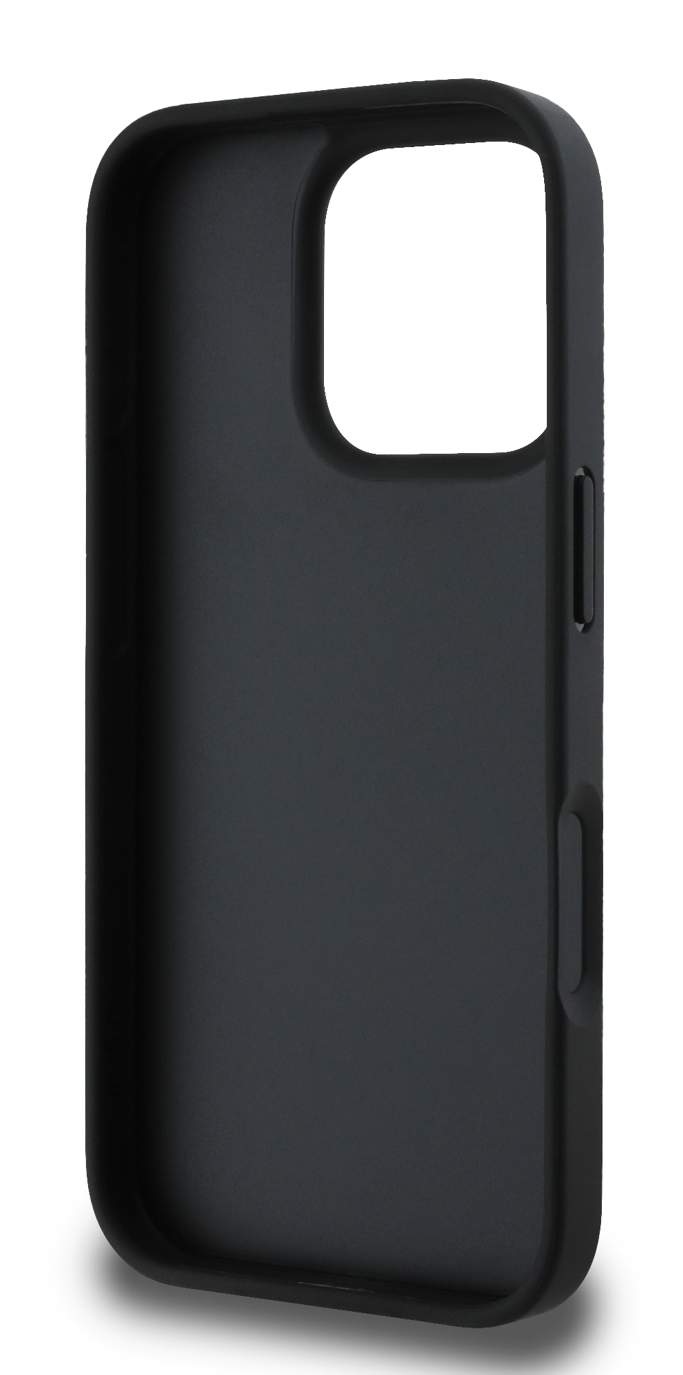 Czarna obudowa telefonu. Ma wycięcie na aparat i boczny przycisk.