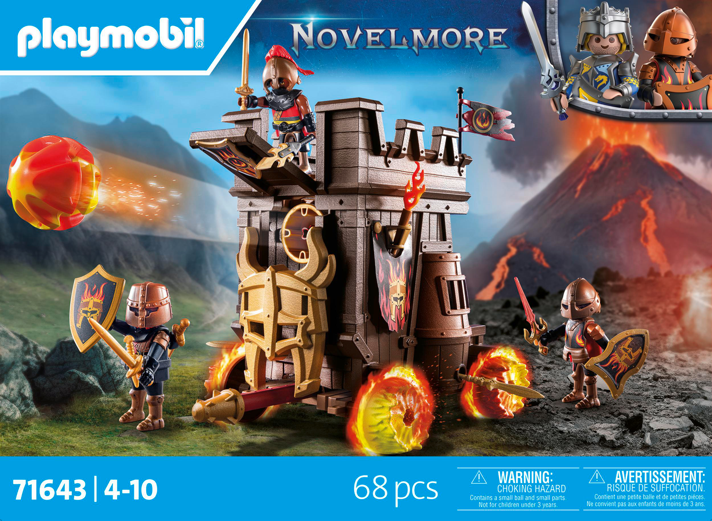 Playmobil Novelmore Burg Spielzeugset. Bunte Box mit Figuren und einer Spielzeugburg.